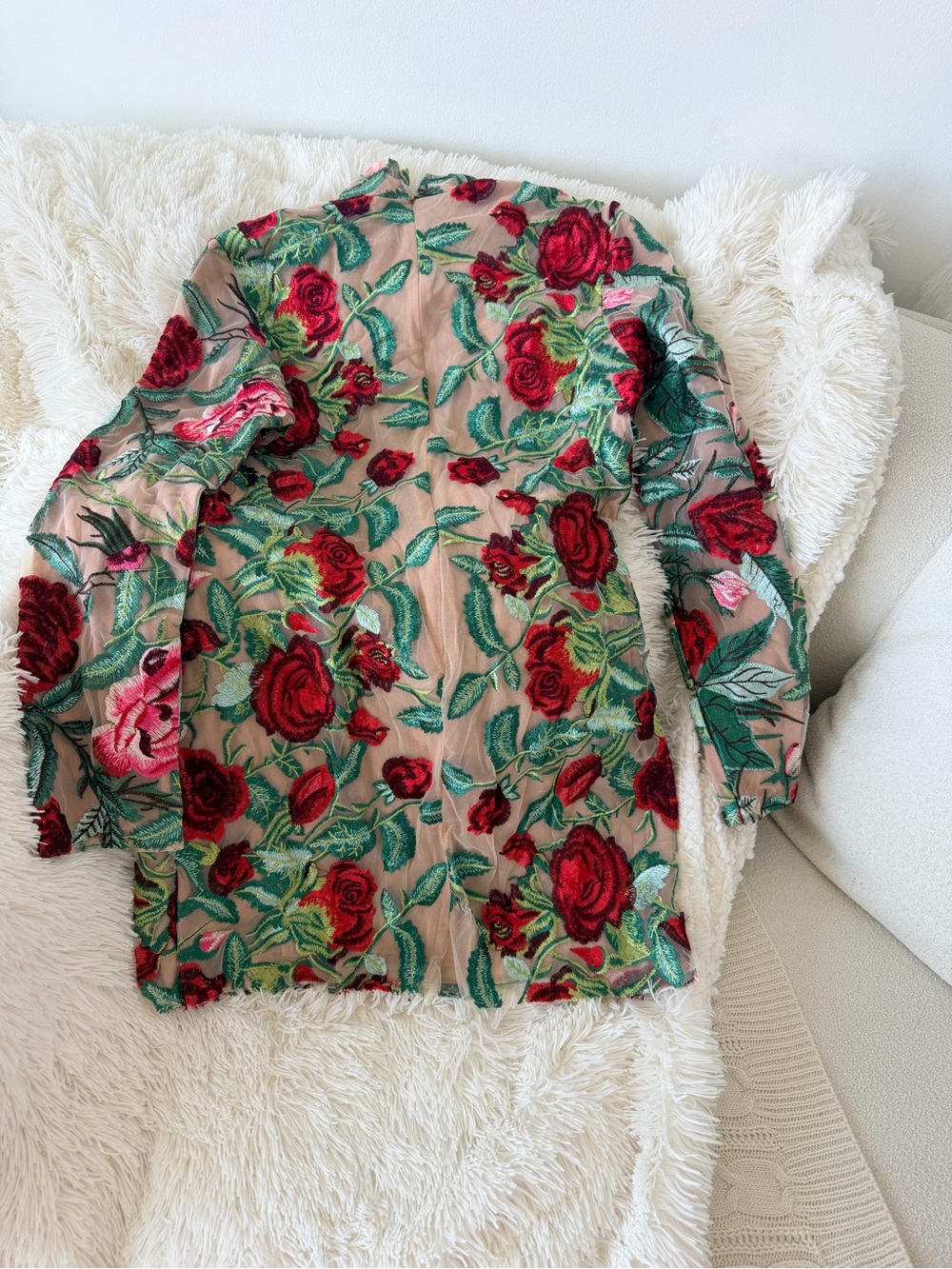 Long sleeve Flower Embroidery Mini dress Medium for @cstiggs16 - Picture 4 of 17